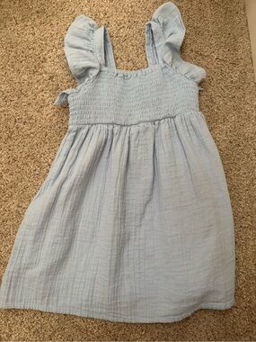 Cat & Jack Toddler Girls' 4T Dress Light Blue Smocked Tank Ruffle Pockets